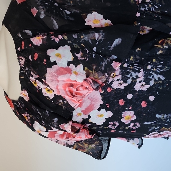 Thalia Sodi black floral mesh top-M - Picture 2 of 8